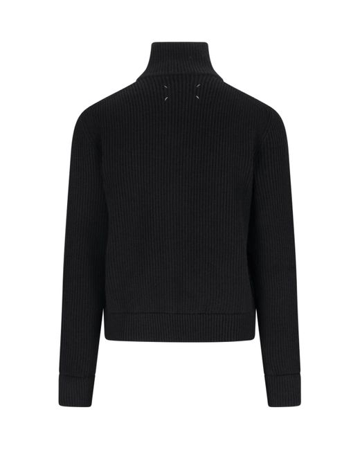 Maison Margiela Four Stiches Zip Sweater in Black for Men | Lyst