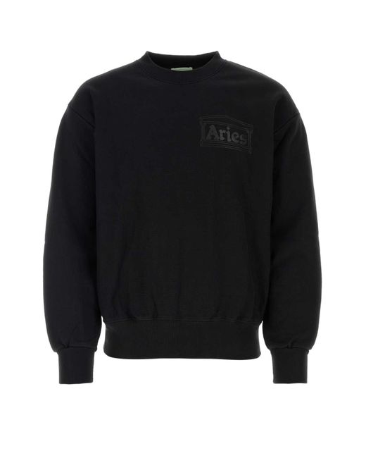 Aries Black Cotton Sweatshirt for men
