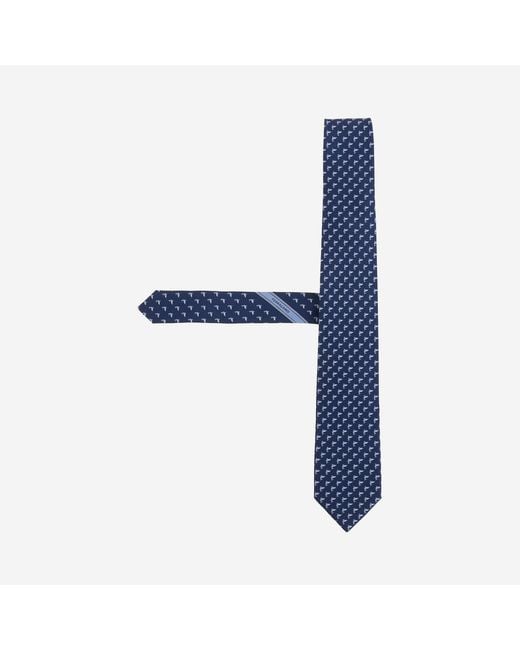 Ferragamo Blue Silk Tie With Pattern Ties & Bow for men