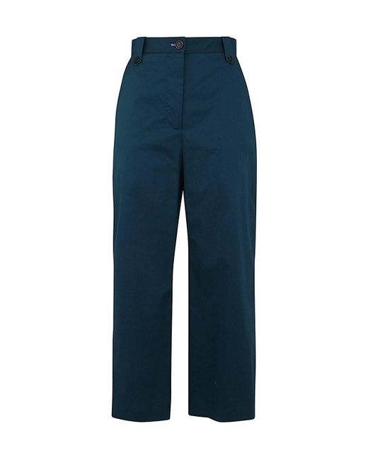 PS by Paul Smith Wide Leg Cotton Trousers in Blue | Lyst