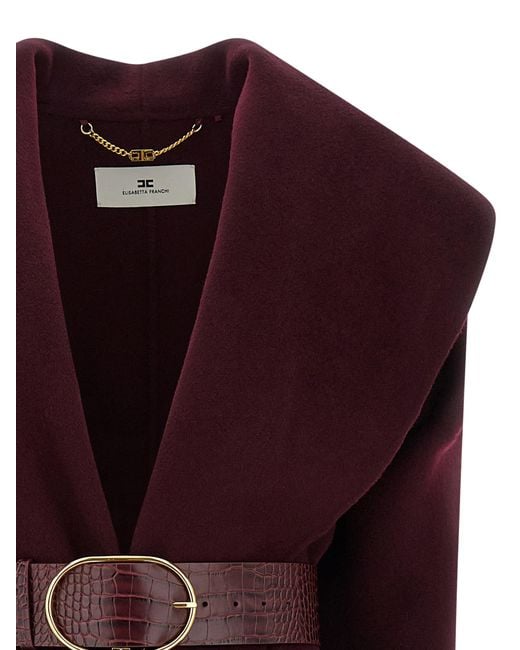 Elisabetta Franchi Purple Double Wool Cape