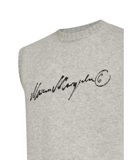 MM6 by Maison Margiela Gray Knit Vest Melange Wool Knitwear for men