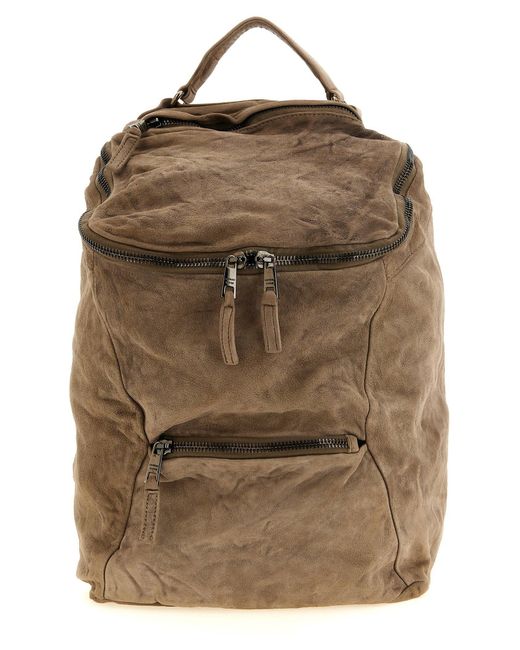 Giorgio Brato Brown Wrinkled Lambskin Backpack for men