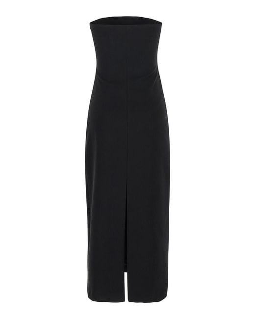 Le Plain Black Bustier Dress With Slit