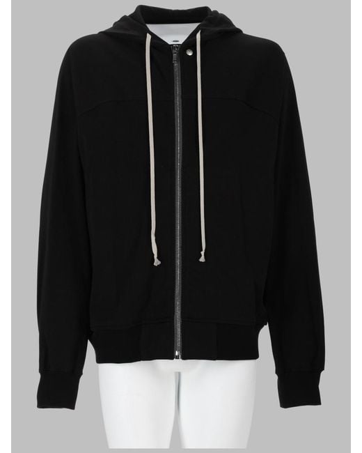 Rick Owens Black Zip-Up Hoodie Cotton T-Shirts for men