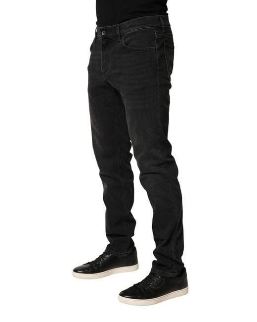 Dolce & Gabbana Black Cotton Stretch Regular Skinnydenim Jeans Elastane Clothing for men