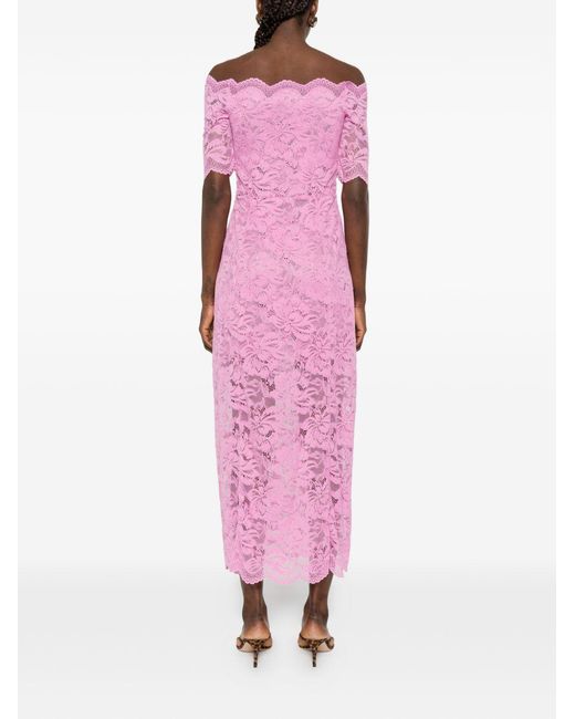 Rabanne Pink Long Off-The-Shoulder Dress