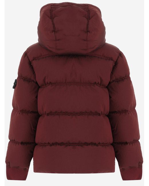 Stone Island Red Down Jacket Polyamide