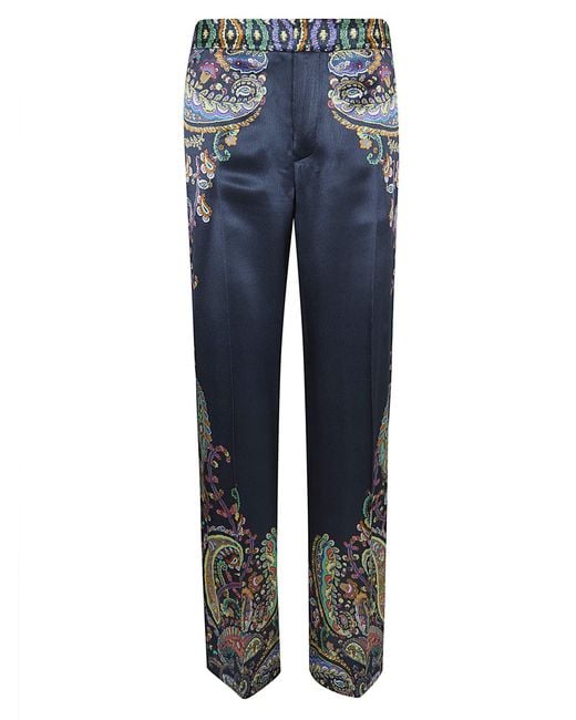 Etro Blue High-Waisted Wide Leg Trousers