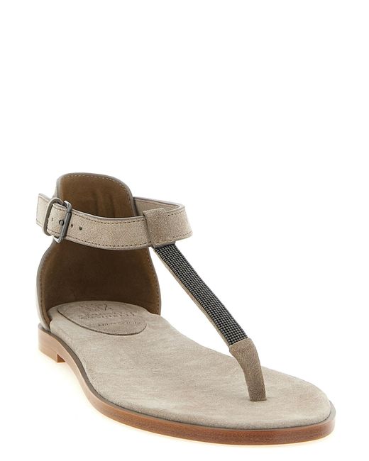 Brunello Cucinelli Natural 'Precious Strap' Sandals