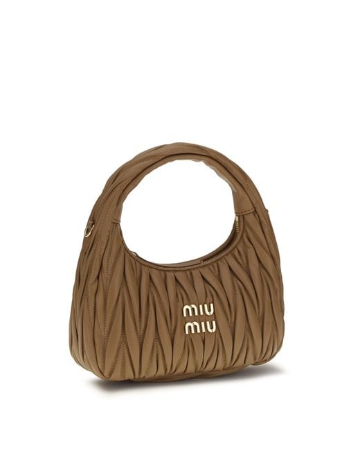 Miu Miu Metallic Hobo Handbag Wandler Calf Leather Shoulder Bags