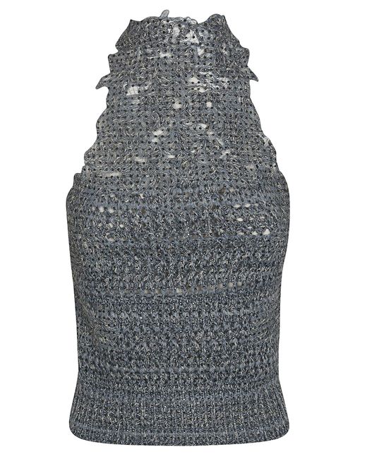 Ermanno Scervino Gray Knitted Cropped Top