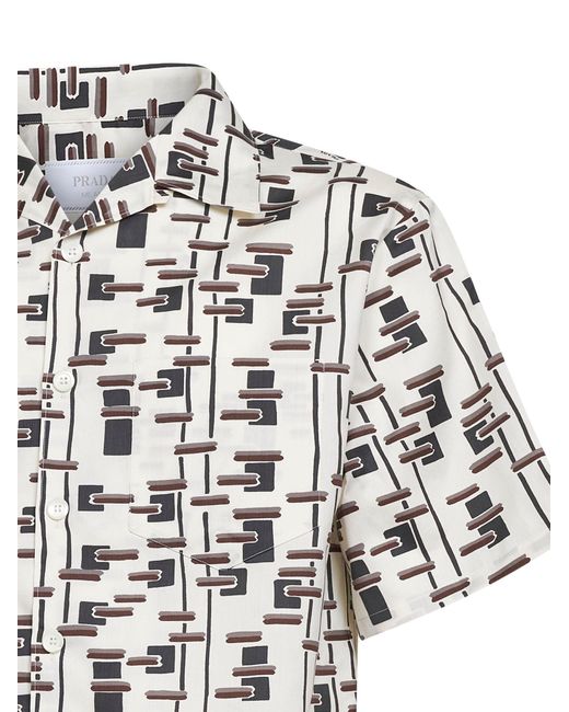 Prada White Bowling Shirt Cotton-Silk for men