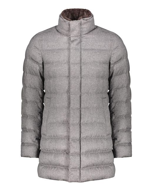 Herno Gray Padded Jacket With Zip And Snaps for men