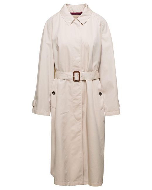 Gucci Natural Single-Breasted Trench Coat With Matching Belt