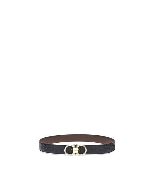 Ferragamo Black Leather Reversible Belt for men