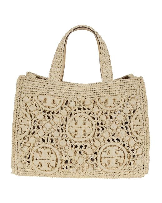 Tory Burch Natural T Monogram Raffia Square Tote