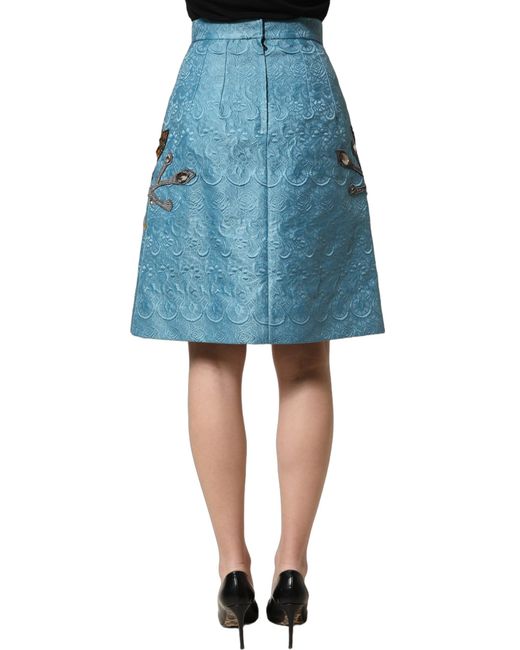 Dolce & Gabbana Blue Jacquard Embroidered A