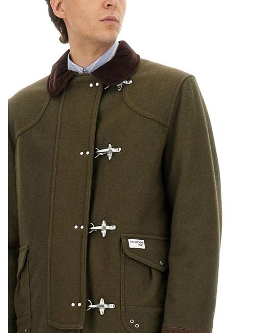 Fay Green 4 Hooks Jacket Wool Trench & Raincoats for men