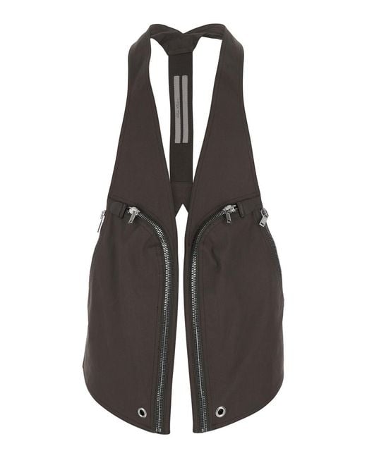 Rick Owens White Bauhaus Sleeveless Gilet With Two Zip Pockets On The Front for men