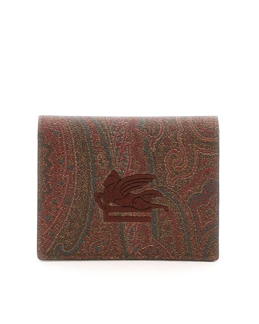 Etro Brown Paisley Wallet With Pegaso Logo