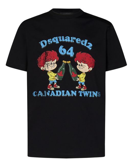 DSquared² Black Canadian Twins Cool Fit T-Shirt for men