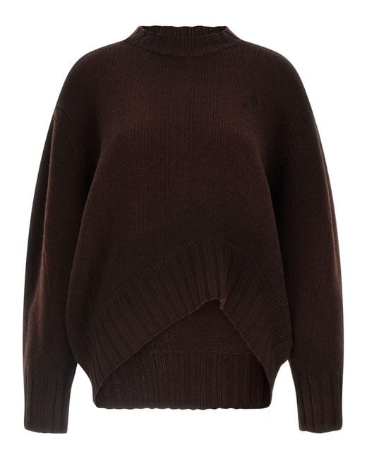 The Attico Brown Logo Embroidery Sweater