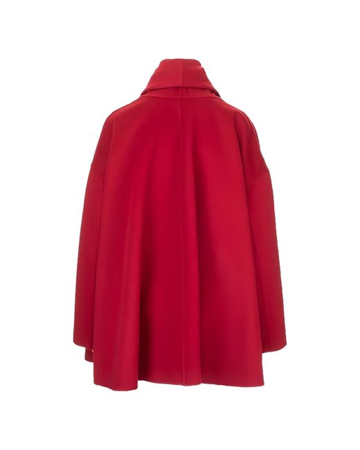 Valentino Red Ribbon-Detail Cape Coat Clothing