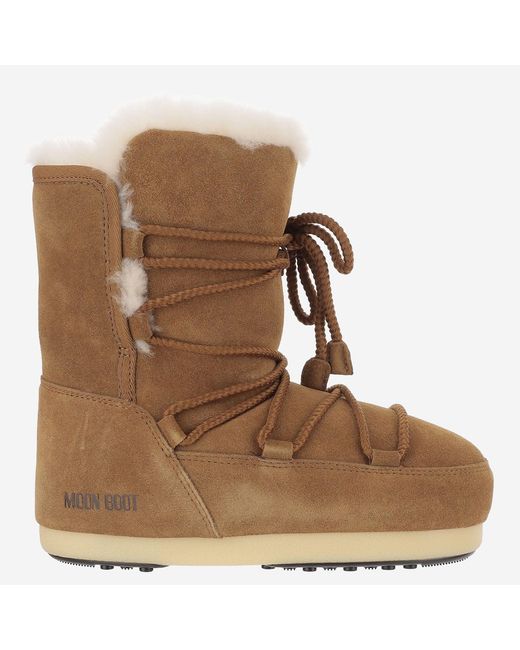 Moon Boot Brown Ankle Boots Leather And Shearling