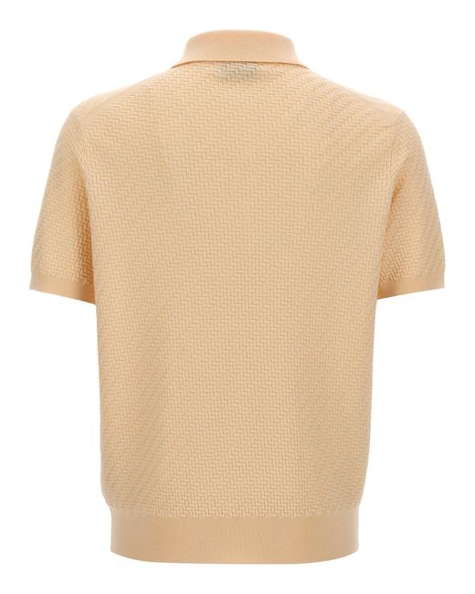 Brioni Natural Woven Knit Shirt Polo for men