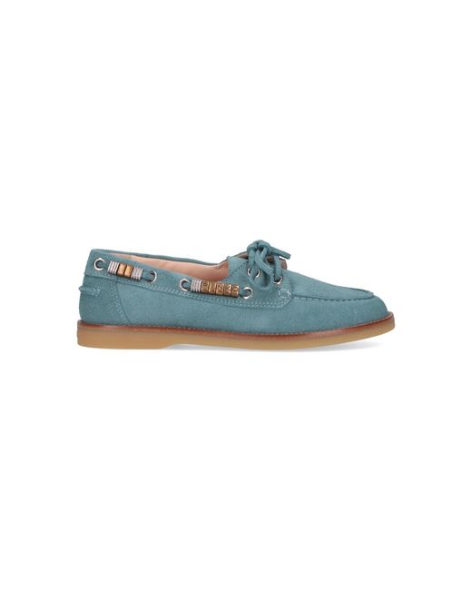 Pinko Blue Grace Suede Moccasin Shoes