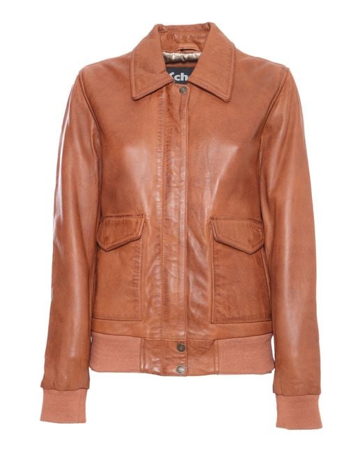 Schott Nyc Brown Camel Colored Leather Jacket