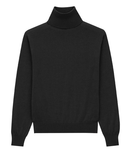 Saint Laurent Black Cashmere, Wool And Silk Turtleneck Pullover Jumpers