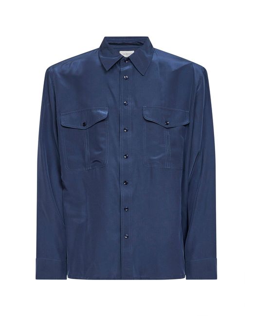 Saint Laurent Blue Viscose And Silk Shirt for men