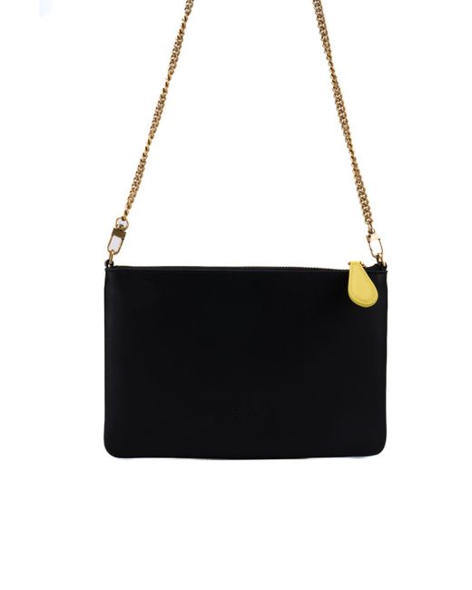 Pinko Black Classic Flat Love Bag With Multicolor Profiles