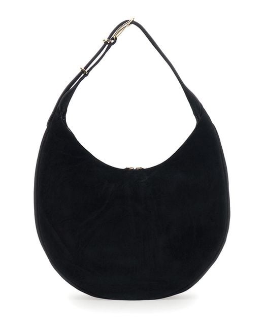 Liffner Black Shoulder Bag Suede Calf Leather