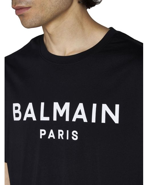Balmain Black Logo Cotton T-Shirt for men