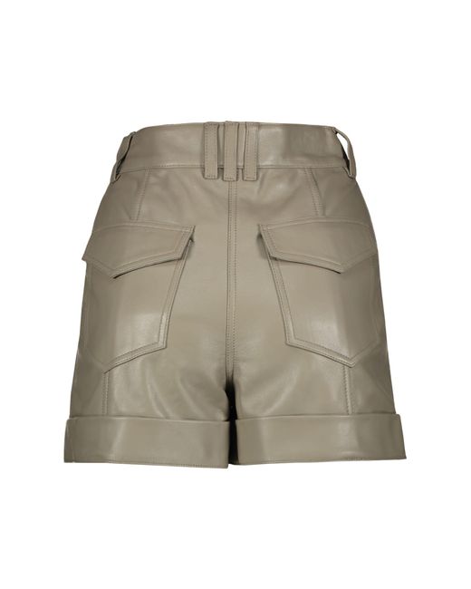 Balmain Gray Leather Shorts