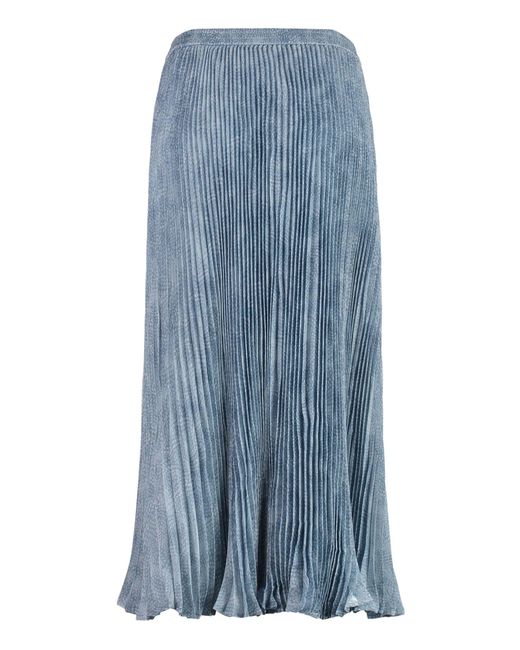 Michael Kors Blue Pleated Midi Skirt