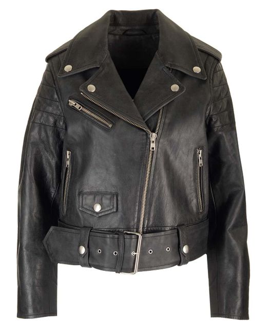 Stand Studio Black Leather Biker Jacket