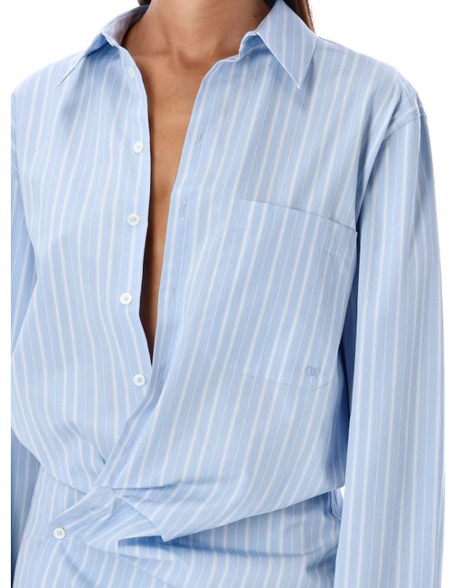 Off-White c/o Virgil Abloh Blue Off- Stripe Poplin Twist Dress Shirt