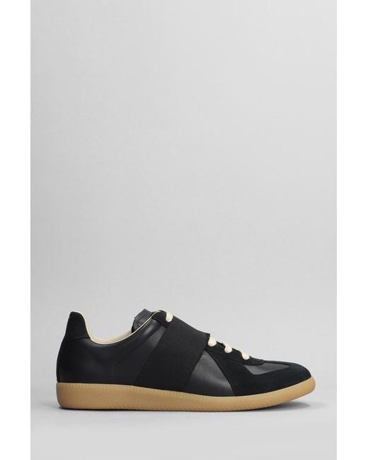 Maison Margiela Replica Sneakers In Black Suede And Leather for men