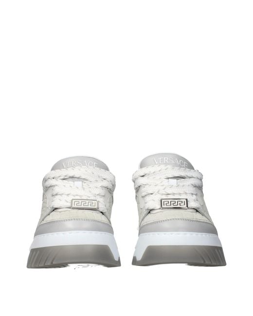 Versace White Leather Low Top Sneakers for men