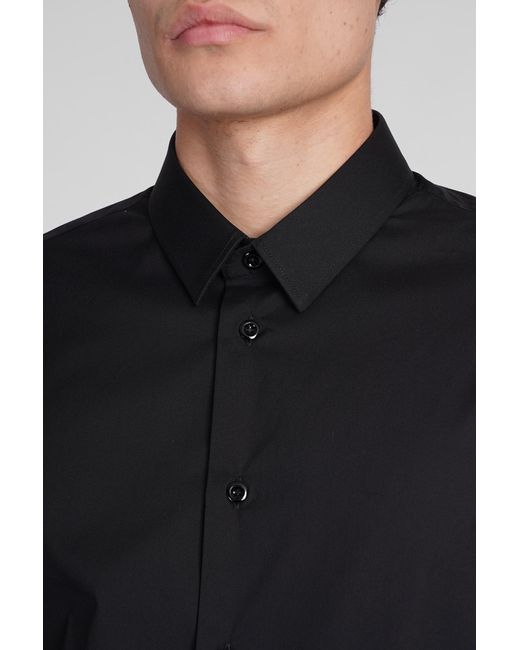 Emporio Armani Blue Shirt In Black Cotton for men