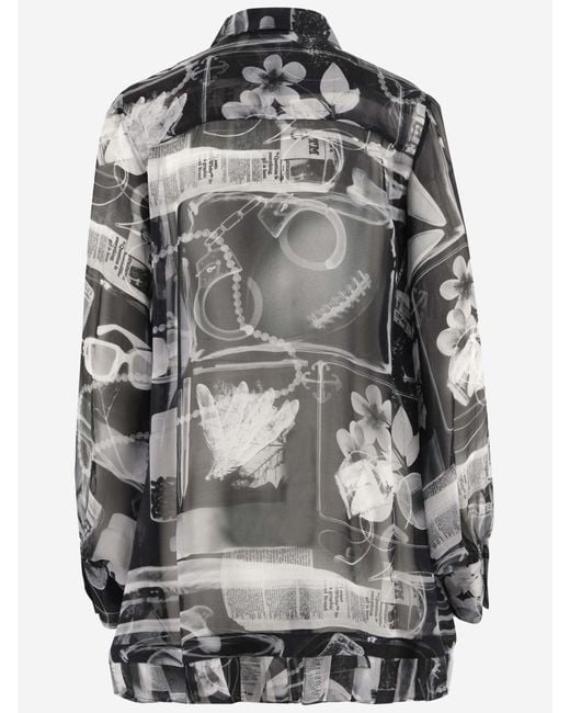 Off-White c/o Virgil Abloh Gray Silk Dress With Graphic Print