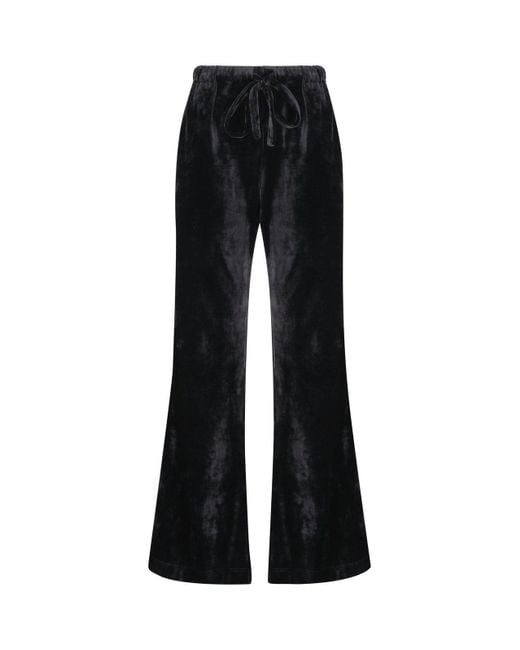 Fendi Black Wide-leg Drawstring Velvet Pants