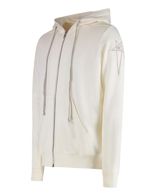 Rick Owens White Jason Full-Zip Hoodie Cotton for men