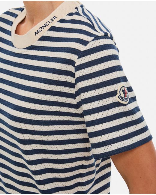 Moncler Blue Striped Regular T-Shirt
