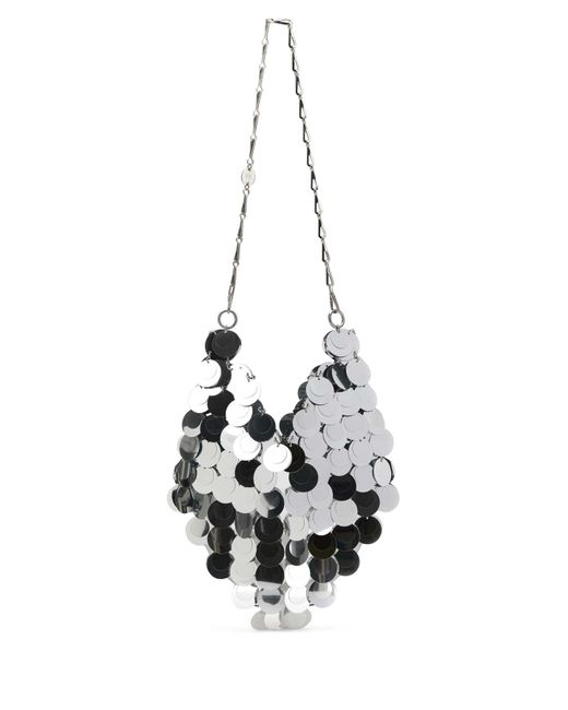 Rabanne White Sparkle Hobo Chain Bag