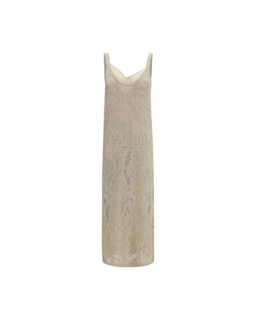 Brunello Cucinelli Natural Beige Linen Casual Dress